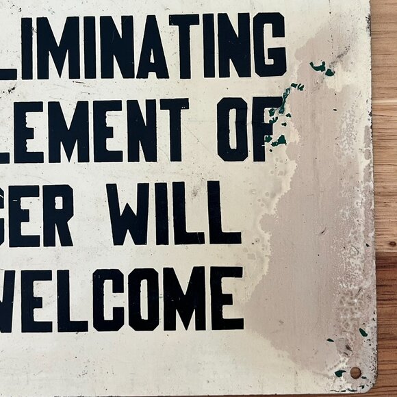 Vtg Safety First Tin Metal Sign Eliminating Danger Industrial Work Advertising - Picture 4 of 7